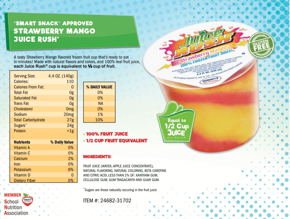 straberry mango juice rush nutritional info