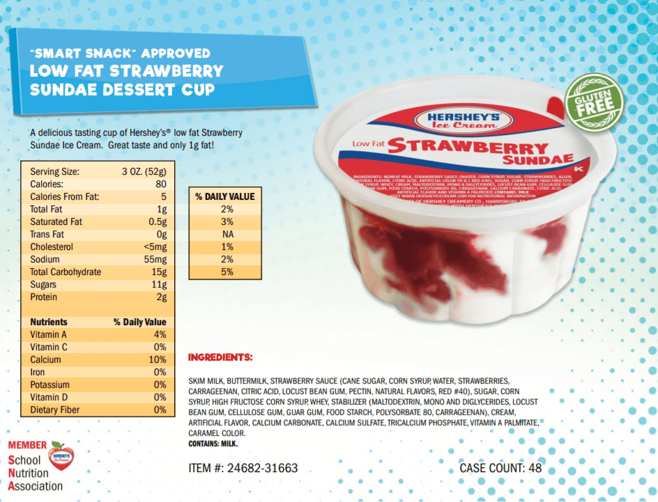 strawberry sundae cup nutritional info