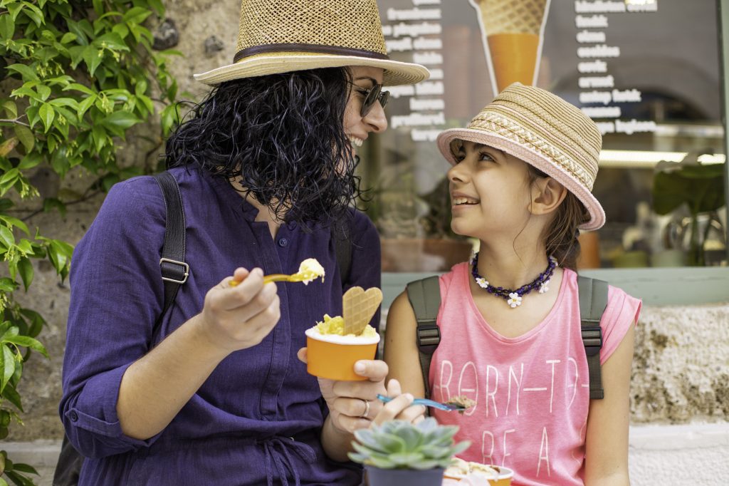 happy customers eating ice cream