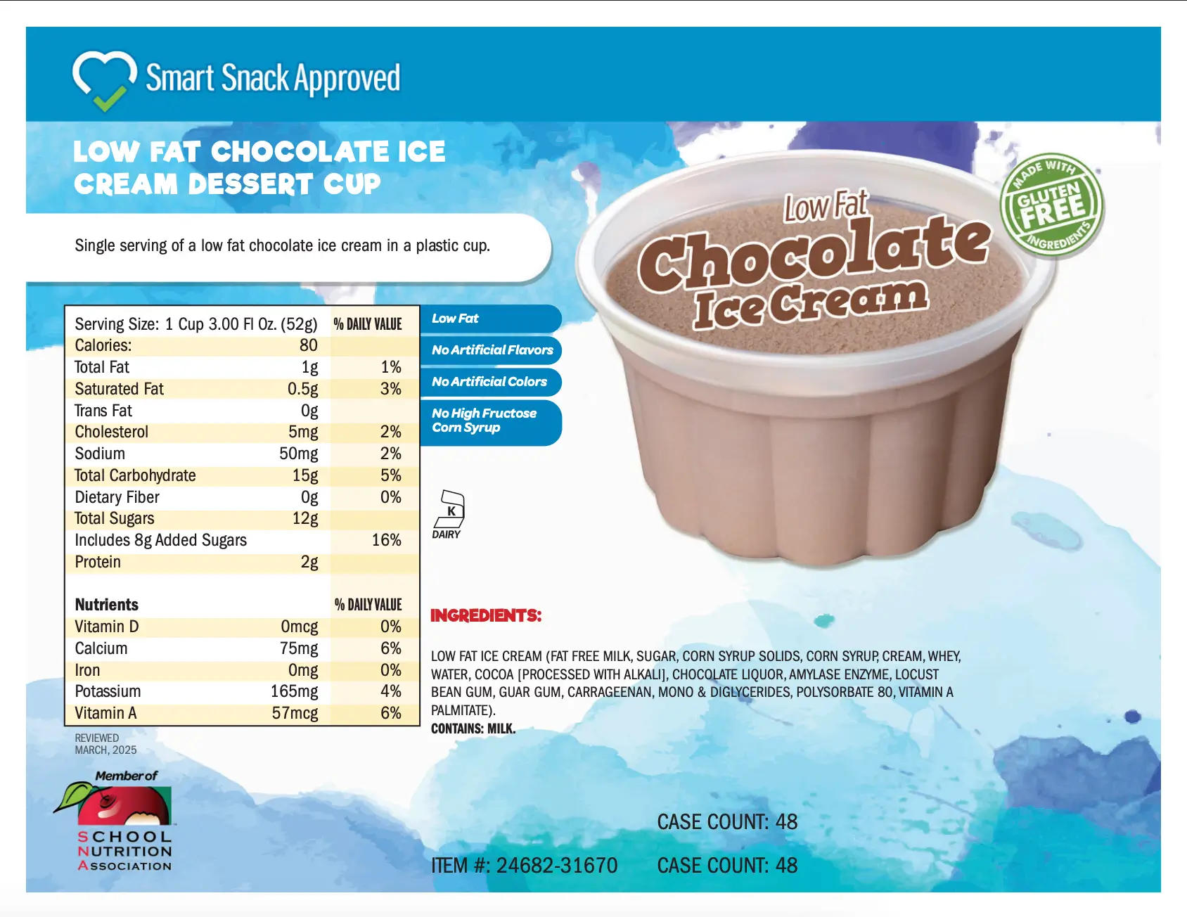 chocolate ice cream dessert cup nutritional facts